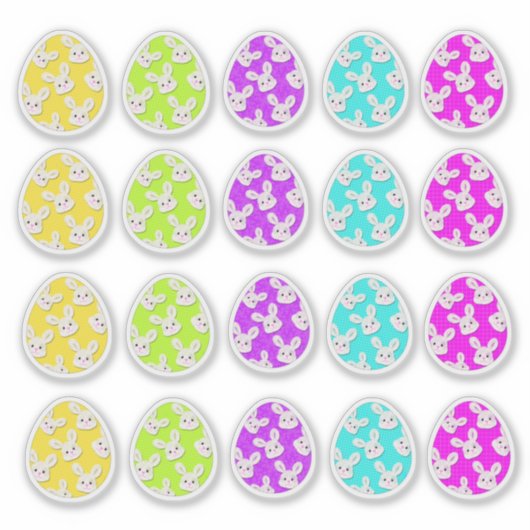 Spring Bunny Face Easter Eggs-Pastel Sticker Sheet (Voorkant)