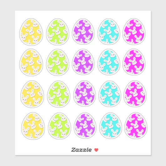 Spring Bunny Face Easter Eggs-Pastel Sticker Sheet (Vel)