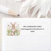 Spring Bunny & Floral Gepersonaliseerde Pasen Etiket (Insitu)