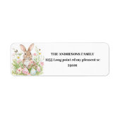 Spring Bunny & Floral Gepersonaliseerde Pasen Etiket (Voorkant)