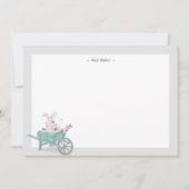 Spring Bunny Floral Monogram Stationery Notitiekaartje (Voorkant)