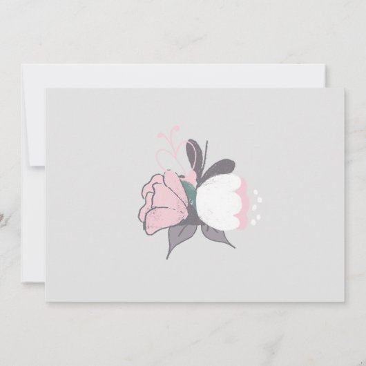 Spring Bunny Floral Monogram Stationery Notitiekaartje (Achterkant)