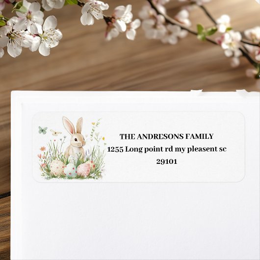 Spring Bunny & Floral Pasen Etiket