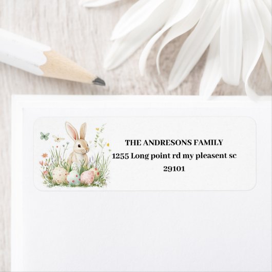 Spring Bunny & Floral Pasen Etiket (Insitu)