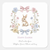 Spring Bunny Floral Wreath Easter Sticker (Voorkant)