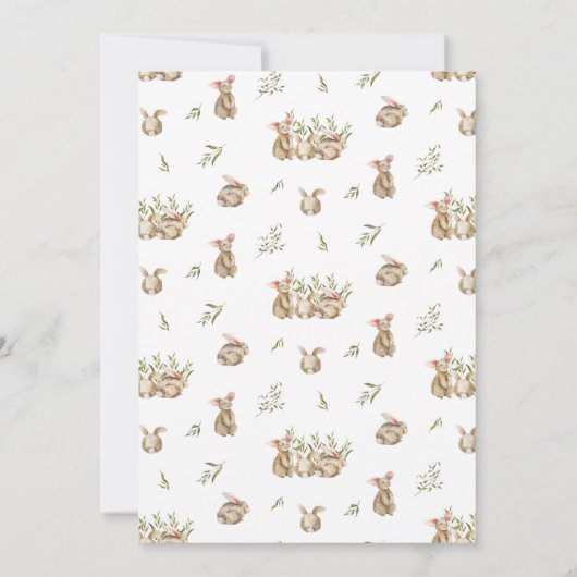 Spring Bunny Greenery | Baby shower per post Kaart (Achterkant)