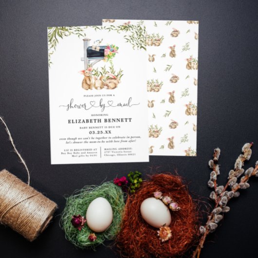 Spring Bunny Greenery | Baby shower per post Kaart