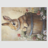  Spring Bunny in houten vat Wildflowers Tissuepapier (Voorkant)