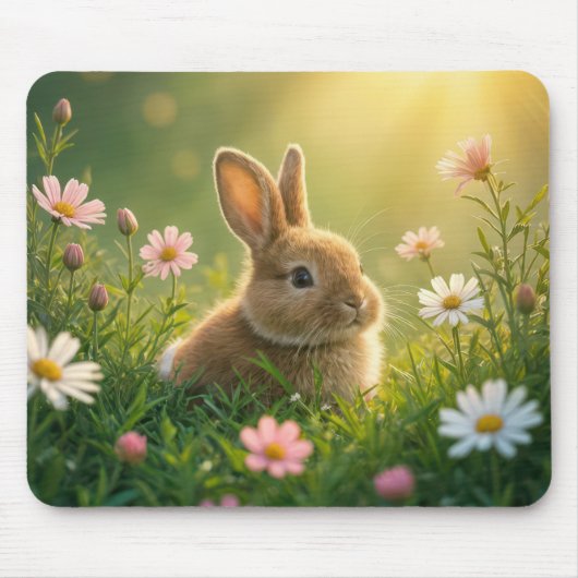 Spring Bunny in Wildflower Meadow Muismat (Voorkant)