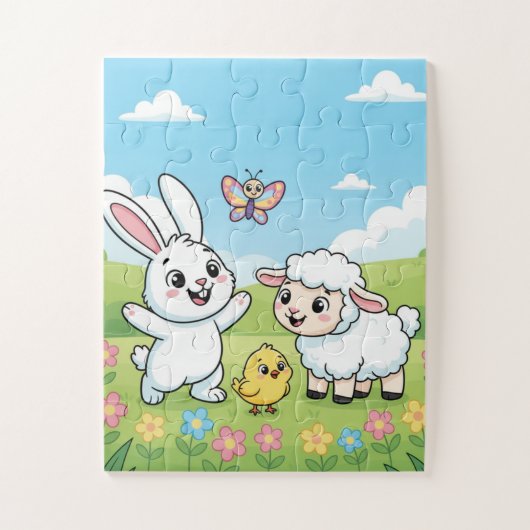 Spring Bunny Kids Puzzle | Bunny Lamb Chick Educat Legpuzzel (Verticaal)