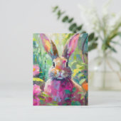 Spring Bunny Kleurrijke Moderne Abstracte Kunst Briefkaart (Staand voorkant)