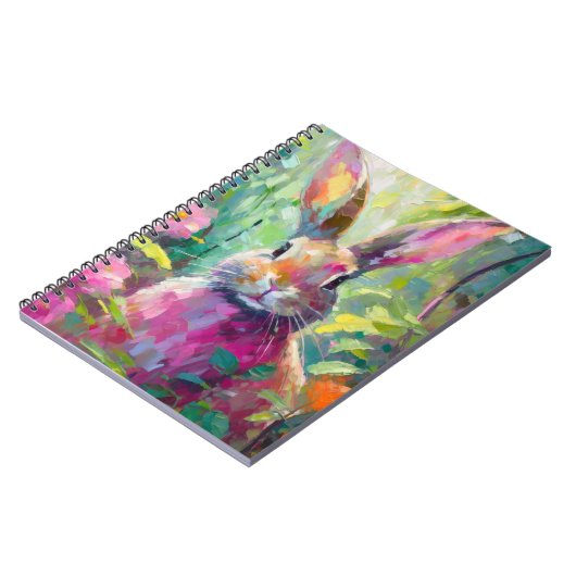 Spring Bunny Kleurrijke Moderne Abstracte Kunst Notitieboek (Linkerzijde)