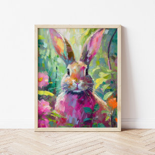 Spring Bunny Kleurrijke Moderne Abstracte Kunst Poster