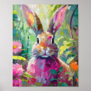 Spring Bunny Kleurrijke Moderne Abstracte Kunst Poster