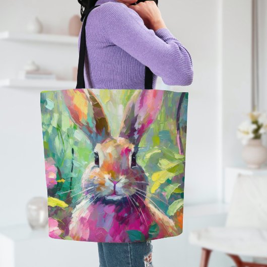 Spring Bunny Kleurrijke Moderne Abstracte Kunst Tote Bag