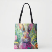 Spring Bunny Kleurrijke Moderne Abstracte Kunst Tote Bag (Voorkant)