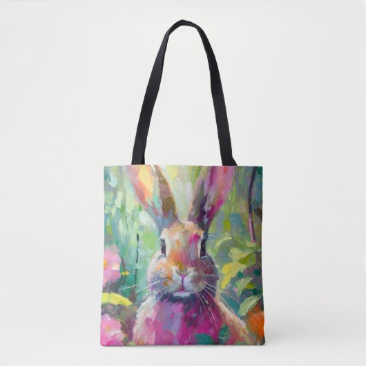 Spring Bunny Kleurrijke Moderne Abstracte Kunst Tote Bag (Voorkant)
