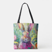 Spring Bunny Kleurrijke Moderne Abstracte Kunst Tote Bag (Achterkant)