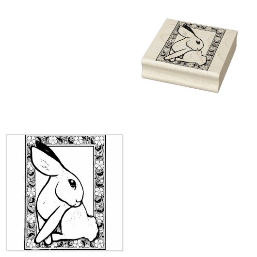 Spring Bunny Konijn Pasen Ostara Rubberstempel (Gestempeld)