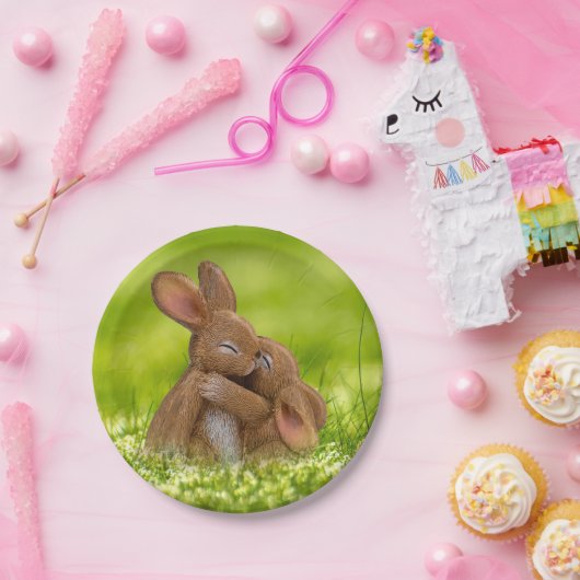 Spring Bunny Lovers Papieren Bordje (Feest)