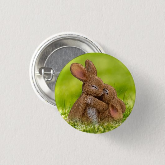 Spring Bunny Lovers Ronde Button 3,2 Cm (Voorkant /achterkant)