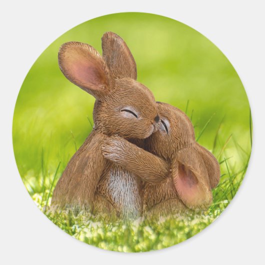 Spring Bunny Lovers Ronde Sticker (Voorkant)