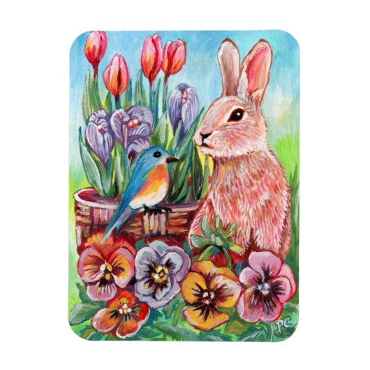 Spring Bunny Magneet (Verticaal)