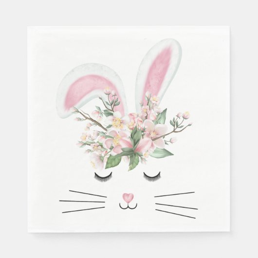 Spring Bunny met roze oorlogen Servet (Voorkant)