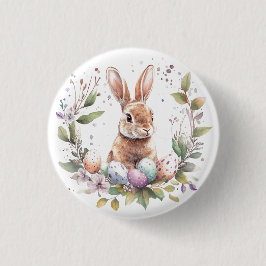 Spring Bunny Pastel Easter Eggs Krans Ronde Button 3,2 Cm
