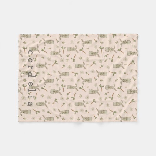 Spring Bunny Personalized Fleece Deken (Voorkant (Horizontaal))