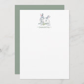 Spring Bunny Personalized Stationery Notitiekaartje (Voorkant / Achterkant)