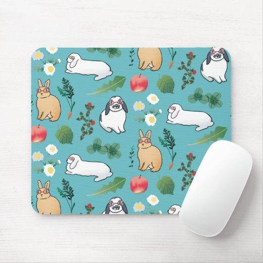 Spring Bunny Rabbit Botanical Vegetable Muismat (Met muis)