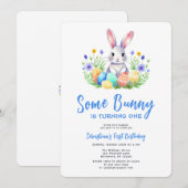 Spring Bunny Rabbit Eerste Verjaardag Kaart (Voorkant / Achterkant)