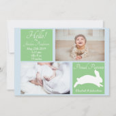 Spring Bunny Rabbit Geboorteaankondiging Kaart (Voorkant)