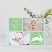 Spring Bunny Rabbit Geboorteaankondiging Kaart (Staand voorkant)