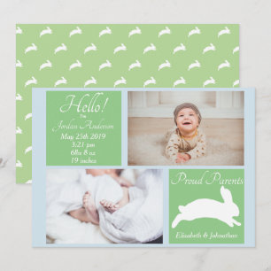 Spring Bunny Rabbit Geboorteaankondiging Kaart