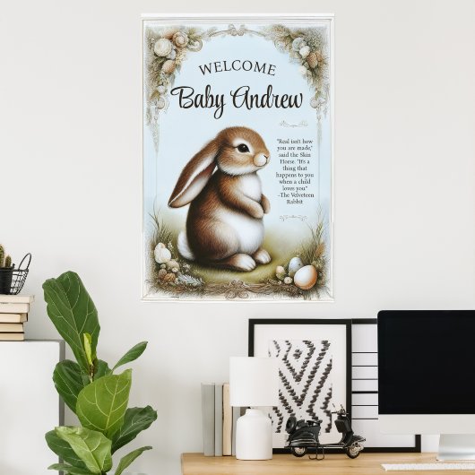 Spring Bunny Rabbit in Pastels Poster (Thuiskantoor)