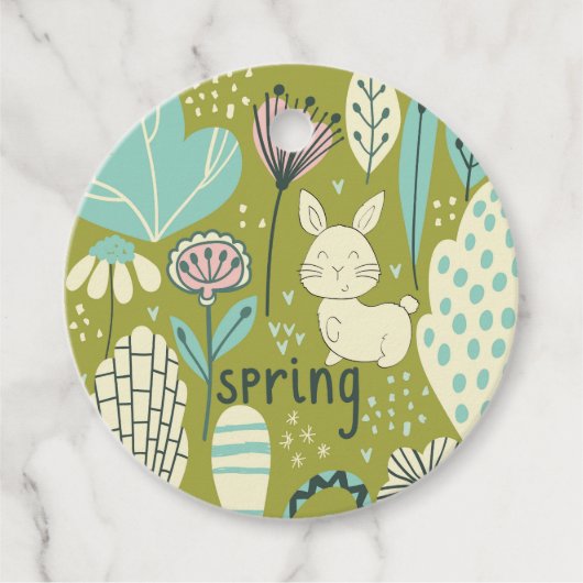 Spring Bunny Rabbit Natuur Bedankjes Labels (Voorkant)
