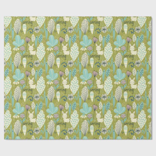 Spring Bunny Rabbit Natuur Cadeaupapier (Vlak)