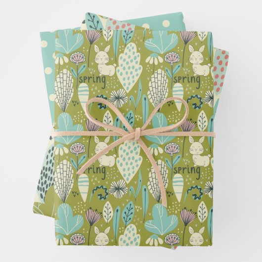 Spring Bunny Rabbit Natuur Inpakpapier Vel (In situ)