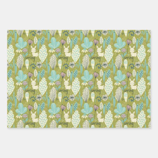 Spring Bunny Rabbit Natuur Inpakpapier Vel (Voorkant)