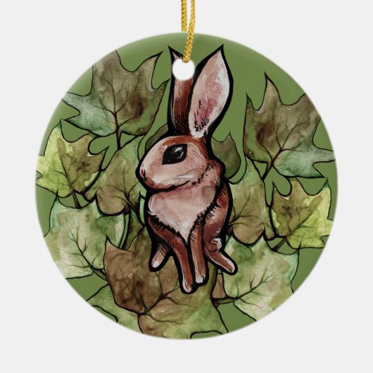 Spring Bunny Rabbit Natuur Ivy Keramisch Ornament (Voorkant)