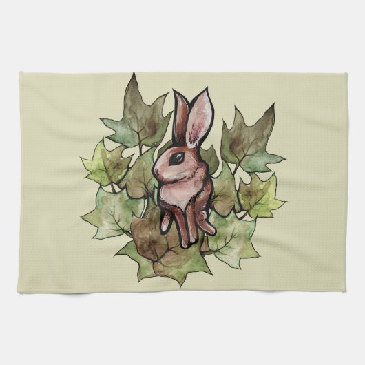 Spring Bunny Rabbit Natuur Ivy Theedoek (Horizontaal)
