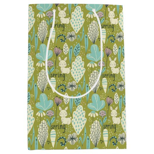 Spring Bunny Rabbit Natuur Medium Cadeauzakje (Voorkant)