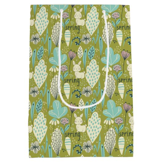 Spring Bunny Rabbit Natuur Medium Cadeauzakje (Achterkant)