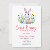 Spring Bunny Rabbit Pasen Derde Verjaardag Kaart (Voorkant)