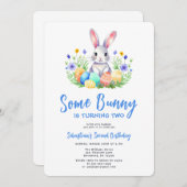 Spring Bunny Rabbit Pasen Tweede Verjaardag Kaart (Voorkant / Achterkant)