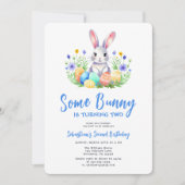Spring Bunny Rabbit Pasen Tweede Verjaardag Kaart (Voorkant)