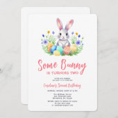 Spring Bunny Rabbit Pasen Tweede Verjaardag Kaart (Voorkant / Achterkant)