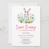 Spring Bunny Rabbit Pasen Tweede Verjaardag Kaart (Voorkant)